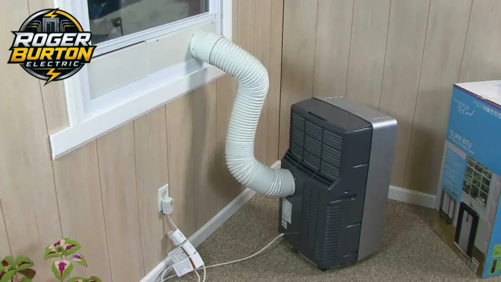 Licensed technician wiring breaker panel for portable AC unit in Woodland, WA