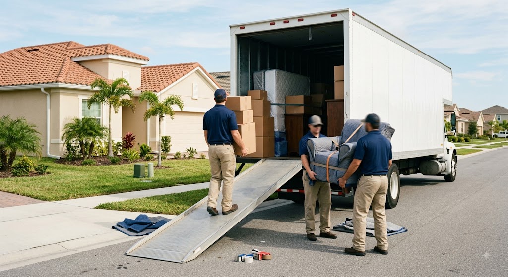 Cross Country Movers in Parrish, FL loading a home for long-distance relocation