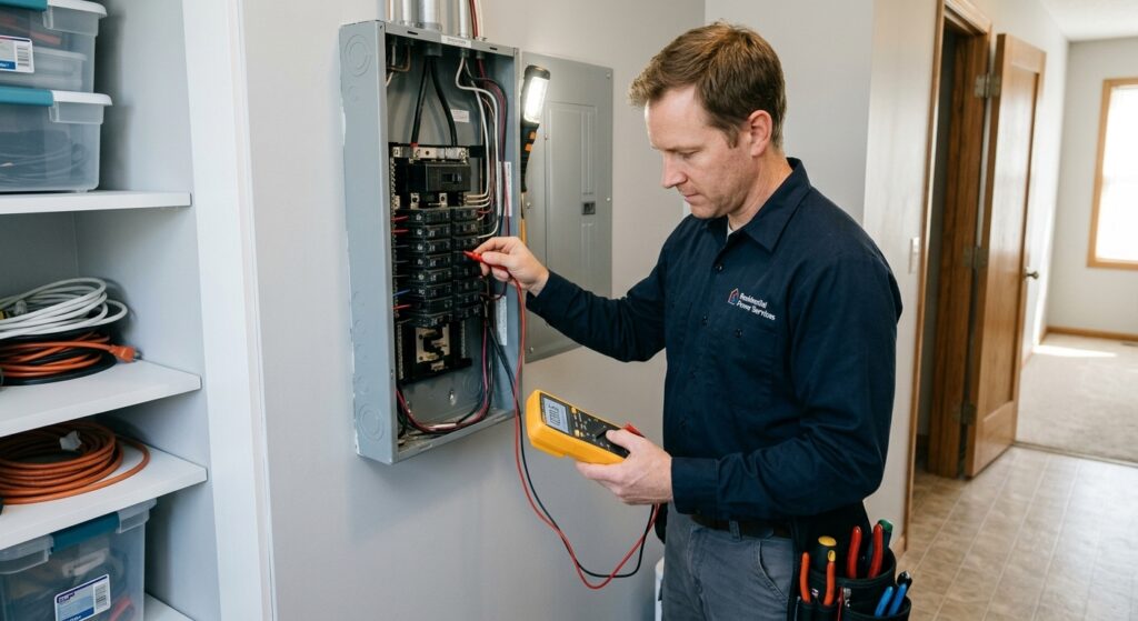 Professional electrician providing electrical ground fault troubleshooting in Clermont, FL